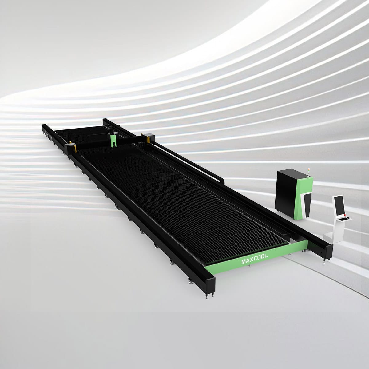 Laser Machine Rails Large-Format Fiber Laser Cutting Machine with Ground Rails - Maxcool CNC